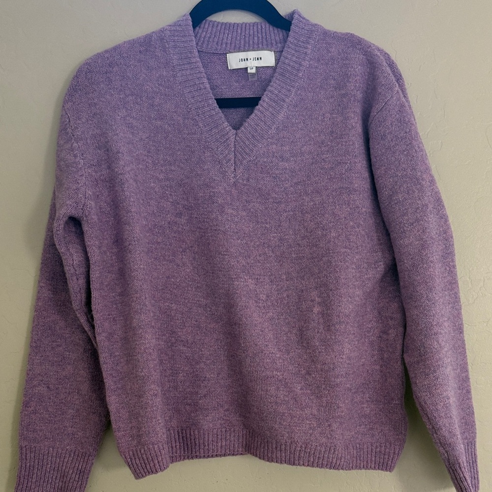 Knit Purple V neck Sweater